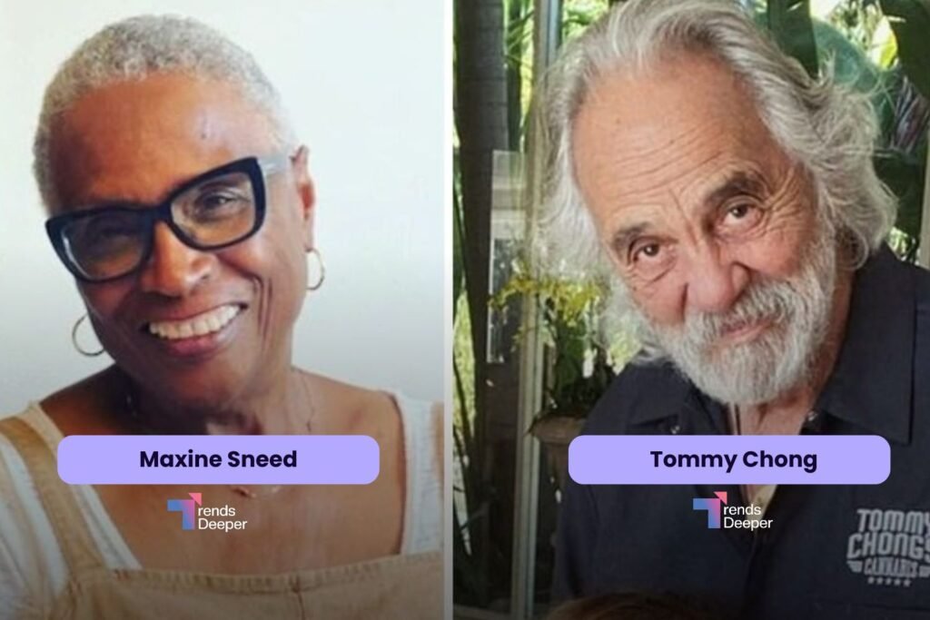 Maxine Sneed (L), ex-wife of Tommy Chong (R), edited by trendsdeeper.com
